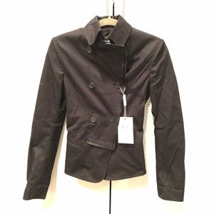 Salvatore Ferragamo Black Jkt with leather piping
